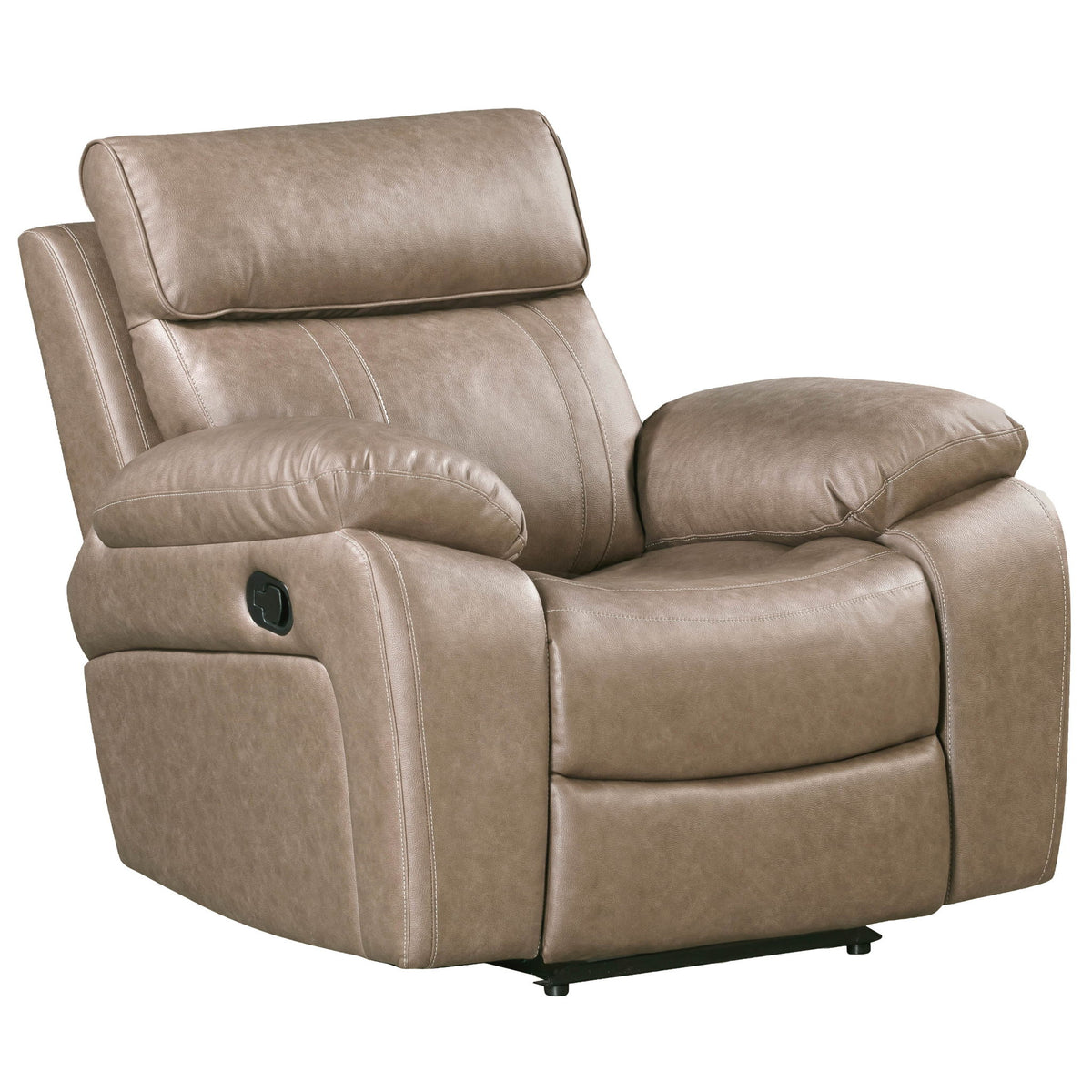 Theon - Faux Leather Manual Glider Reclining Sofa And Two Recliners - Stokes Toffee
