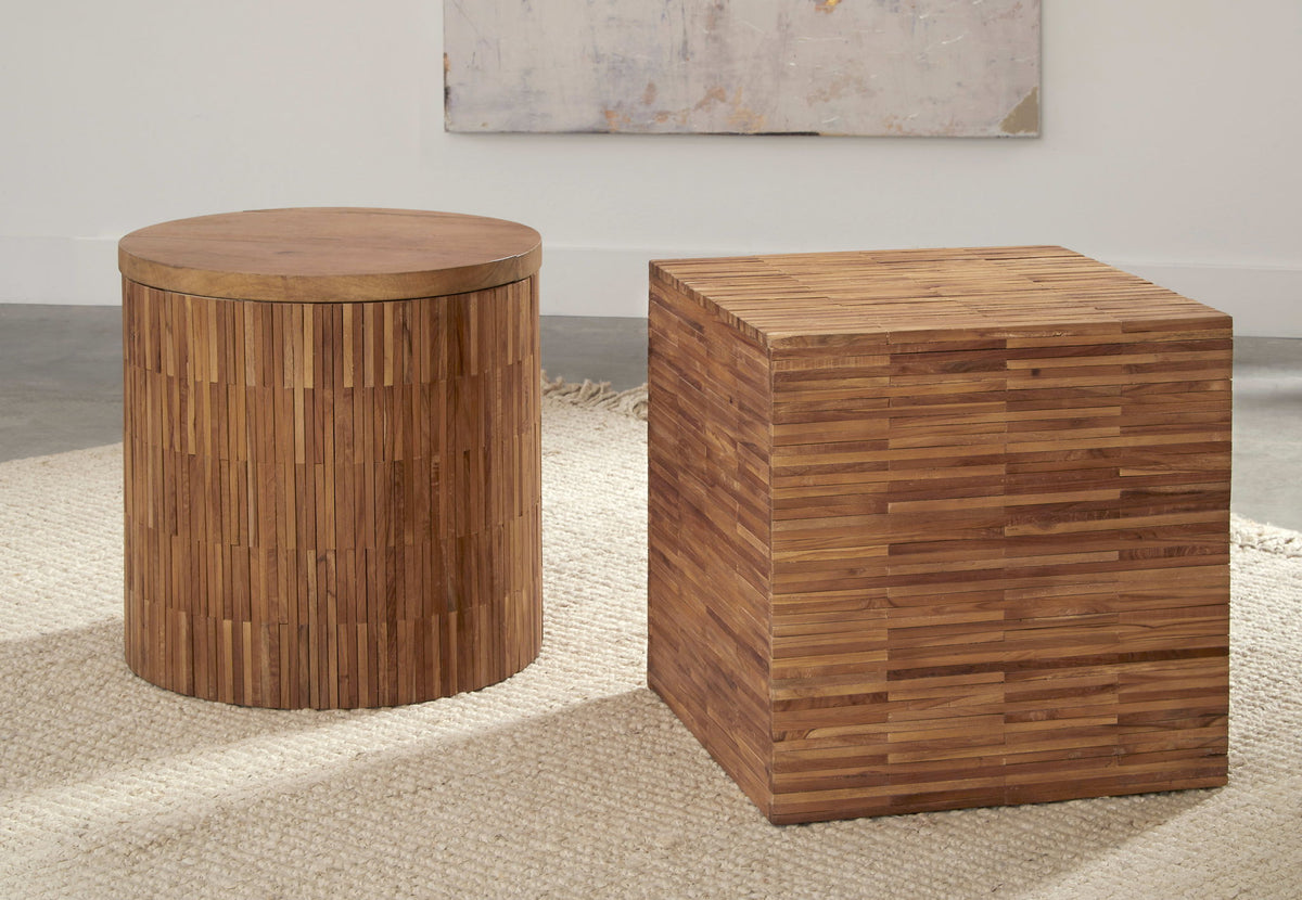 One - Wood Tile Square End Table - Solid Teak