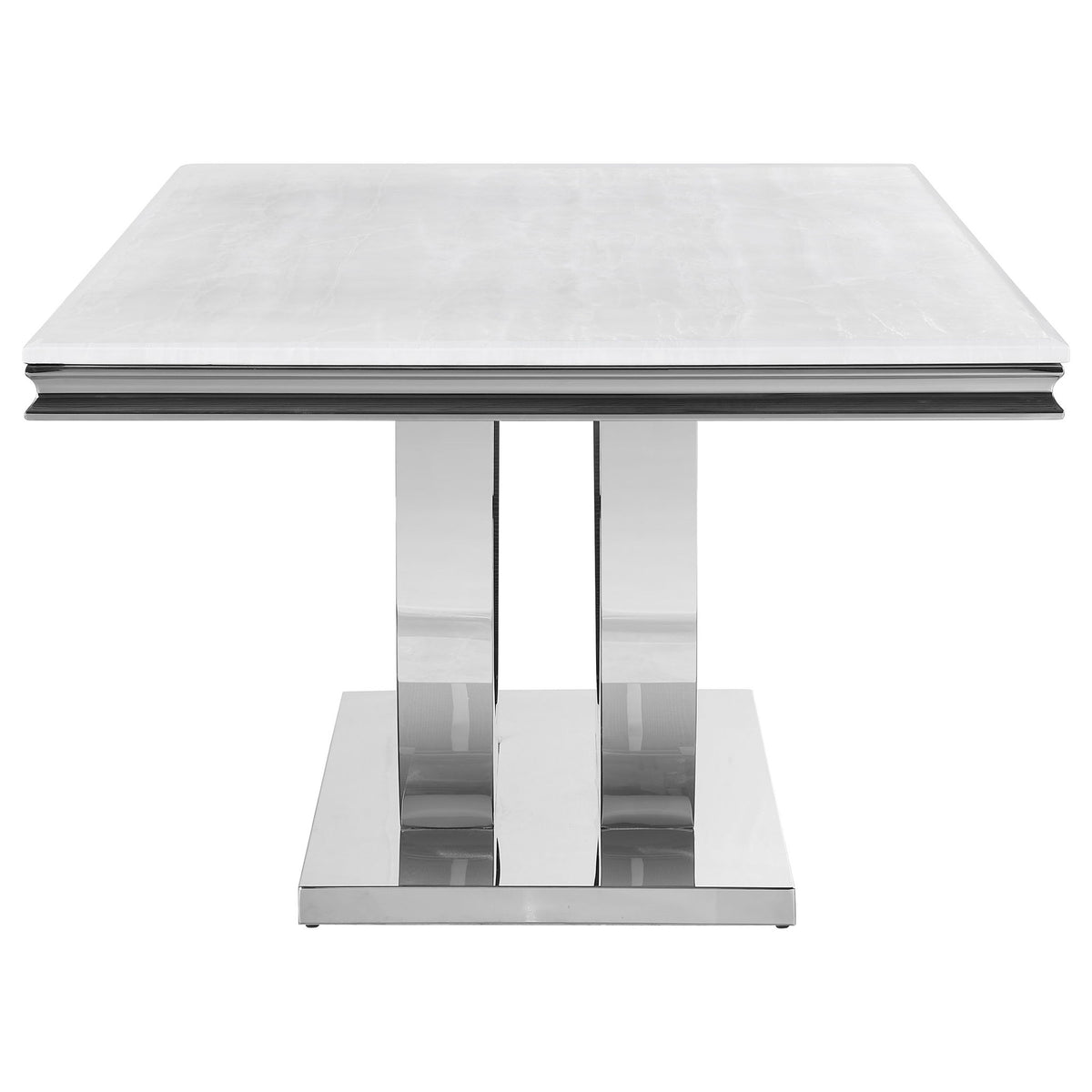 Allessandra - Rectangular U-Shaped Base Dining Table - White / Silver