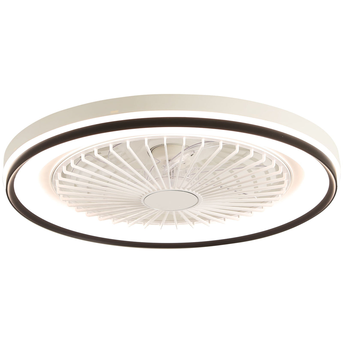 RGB Dimmable LED Bladeless Ceiling Fan With Remote Control, Flush Mount - White
