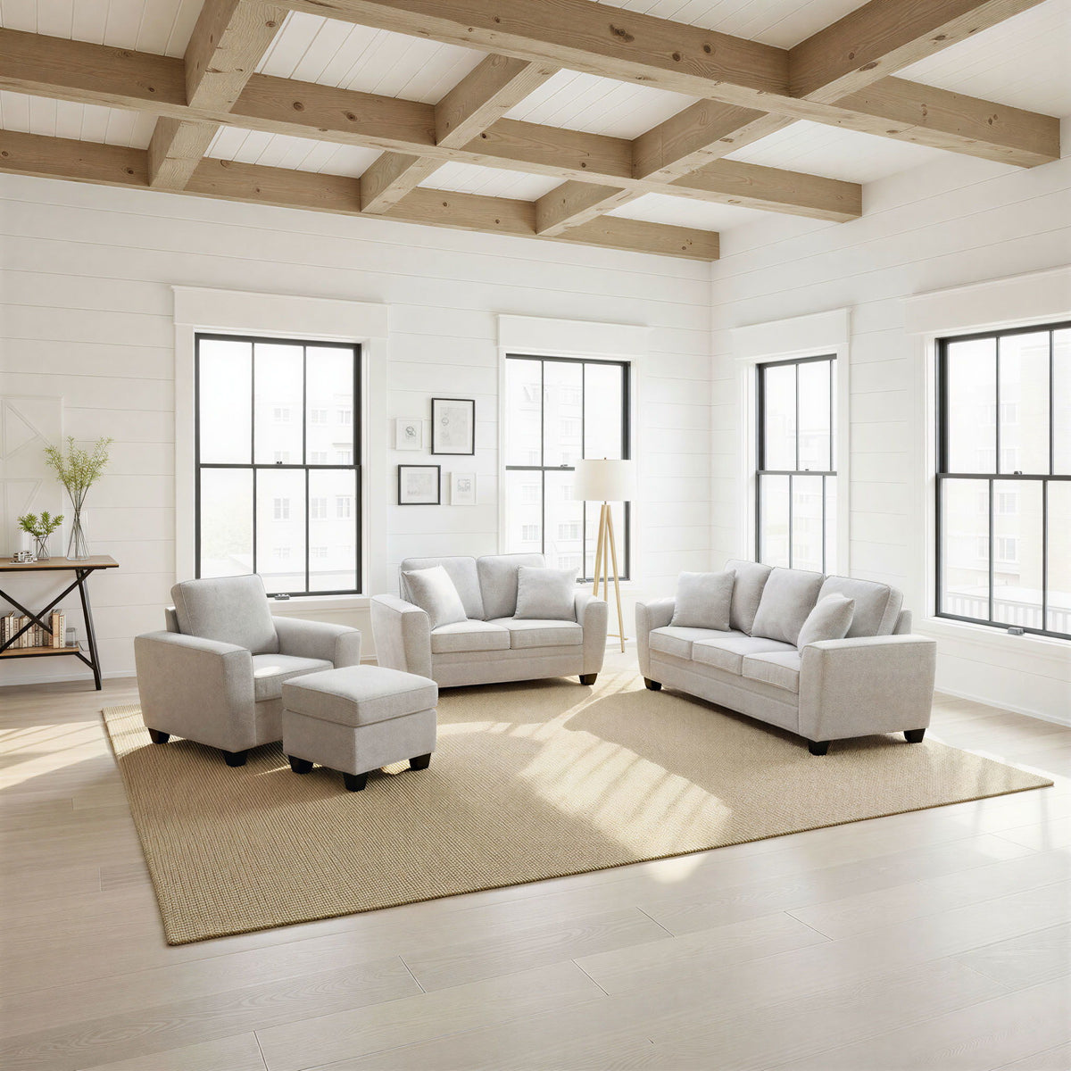 Ashbury - Loveseat With 2 Pillows - Soft Gray