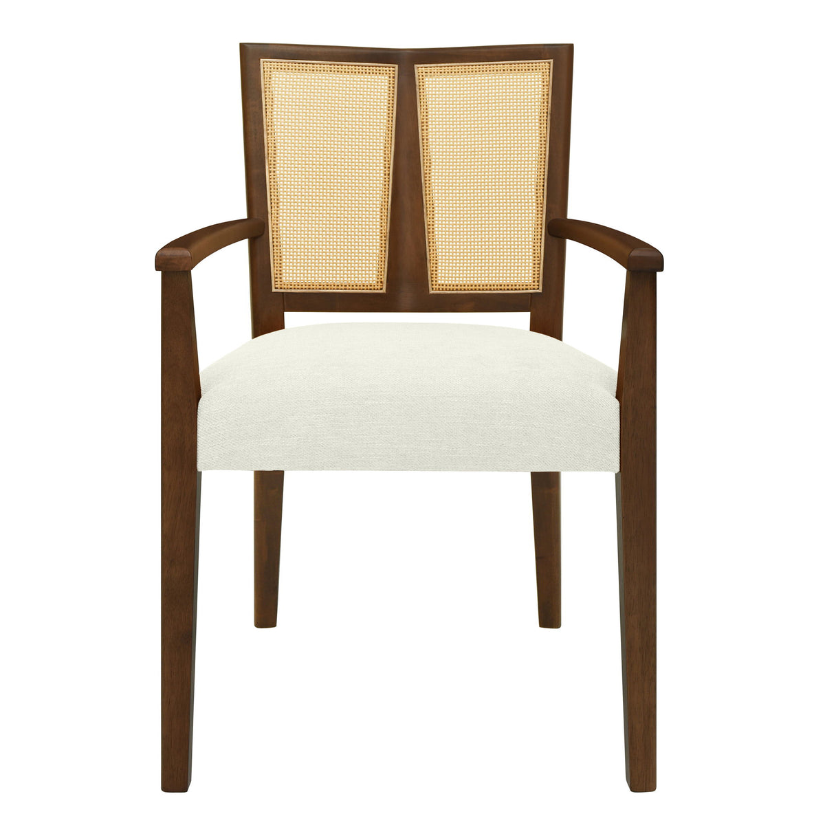 Mid Century Modern Arm Dining Chairs With Rattan Backrest