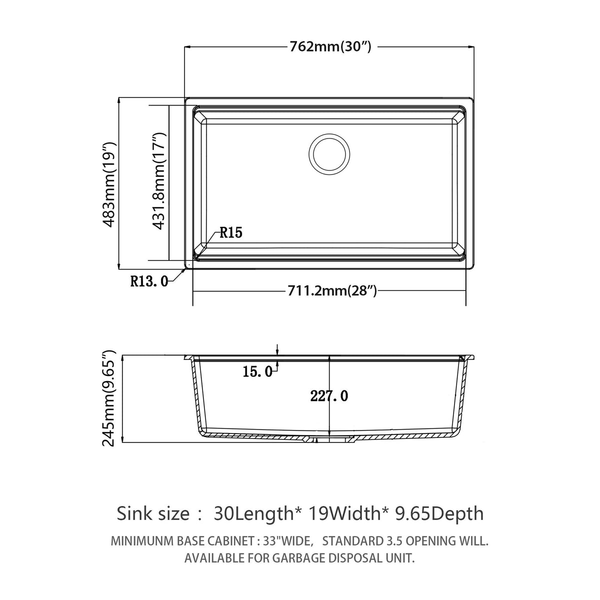 Quartz Kitchen Sink, Composite Workstation, Undermount