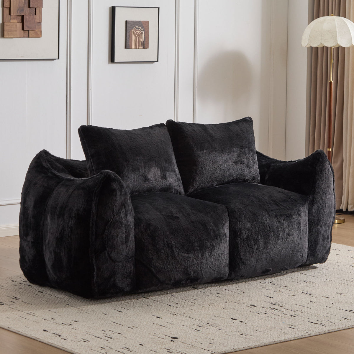 Giant Bean Bag Couch, Ultra Soft Fluffy Loveseat For Living Room