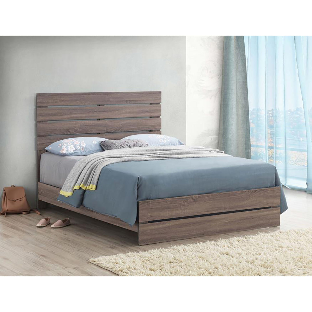 Slatted Headboard Panel Bed