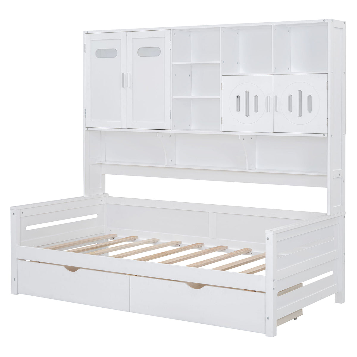 Daybed With All-In-One Cabinet And Shelf