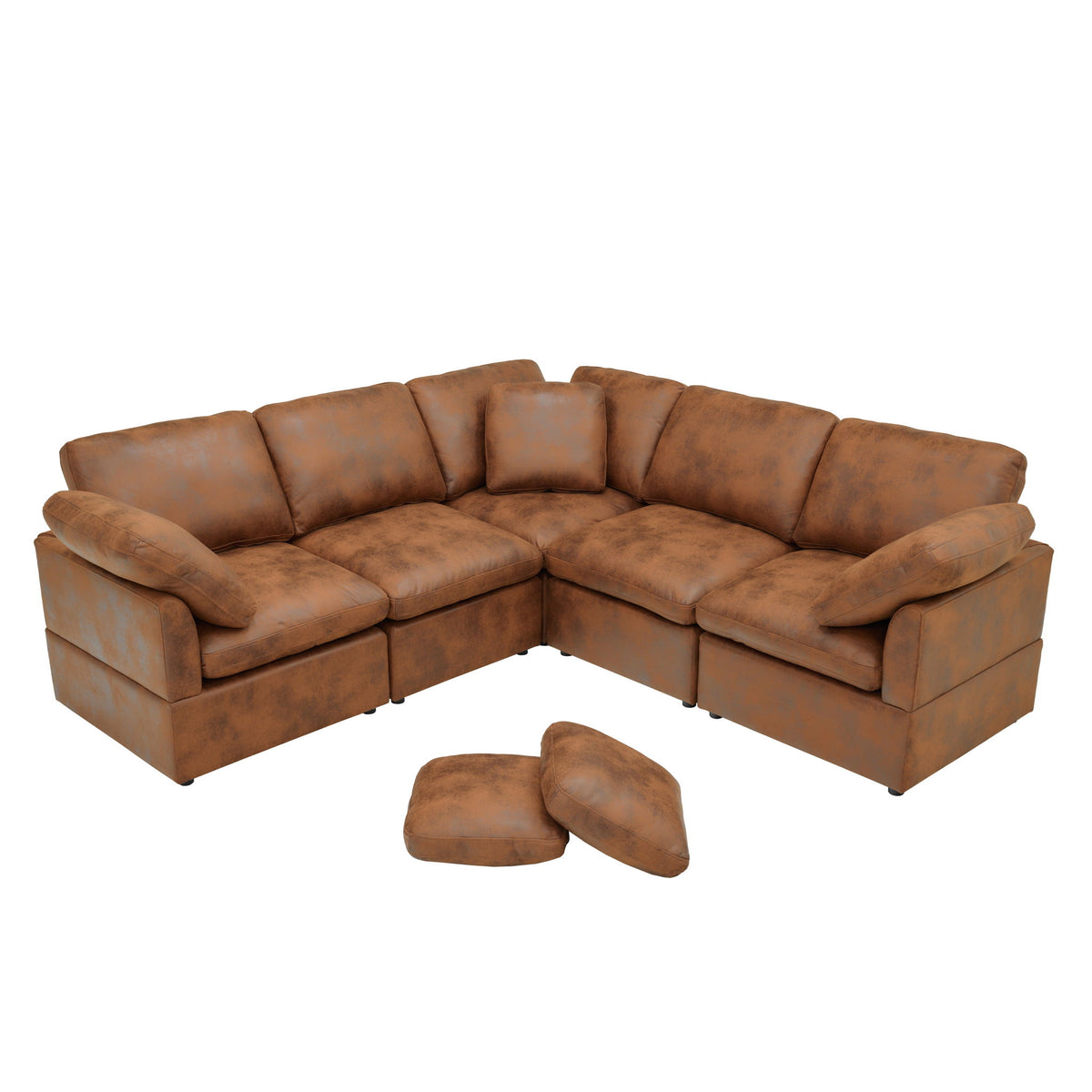 Modular Cloud Sectionals Sofa, Freely Configurable Corner - Light Brown
