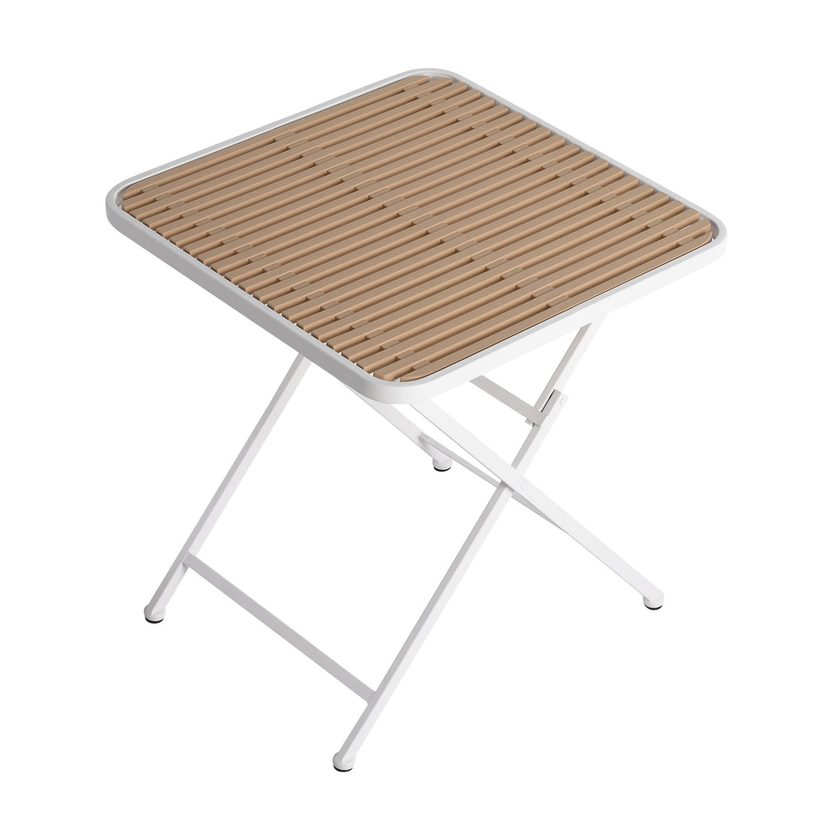 Modern Folding Square Table, Water Proof And Wear Resistant - Apricot / White