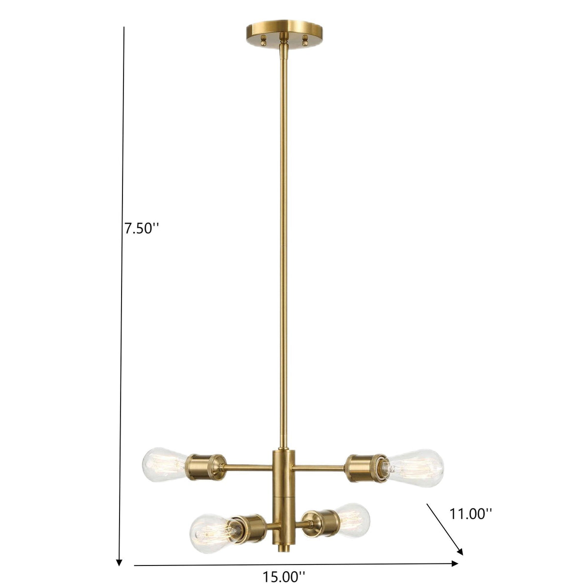 Trellis - 4 Lights Modern Gold Chandelier Vintage Pendant Fixture For Living Room - Clear / Gold