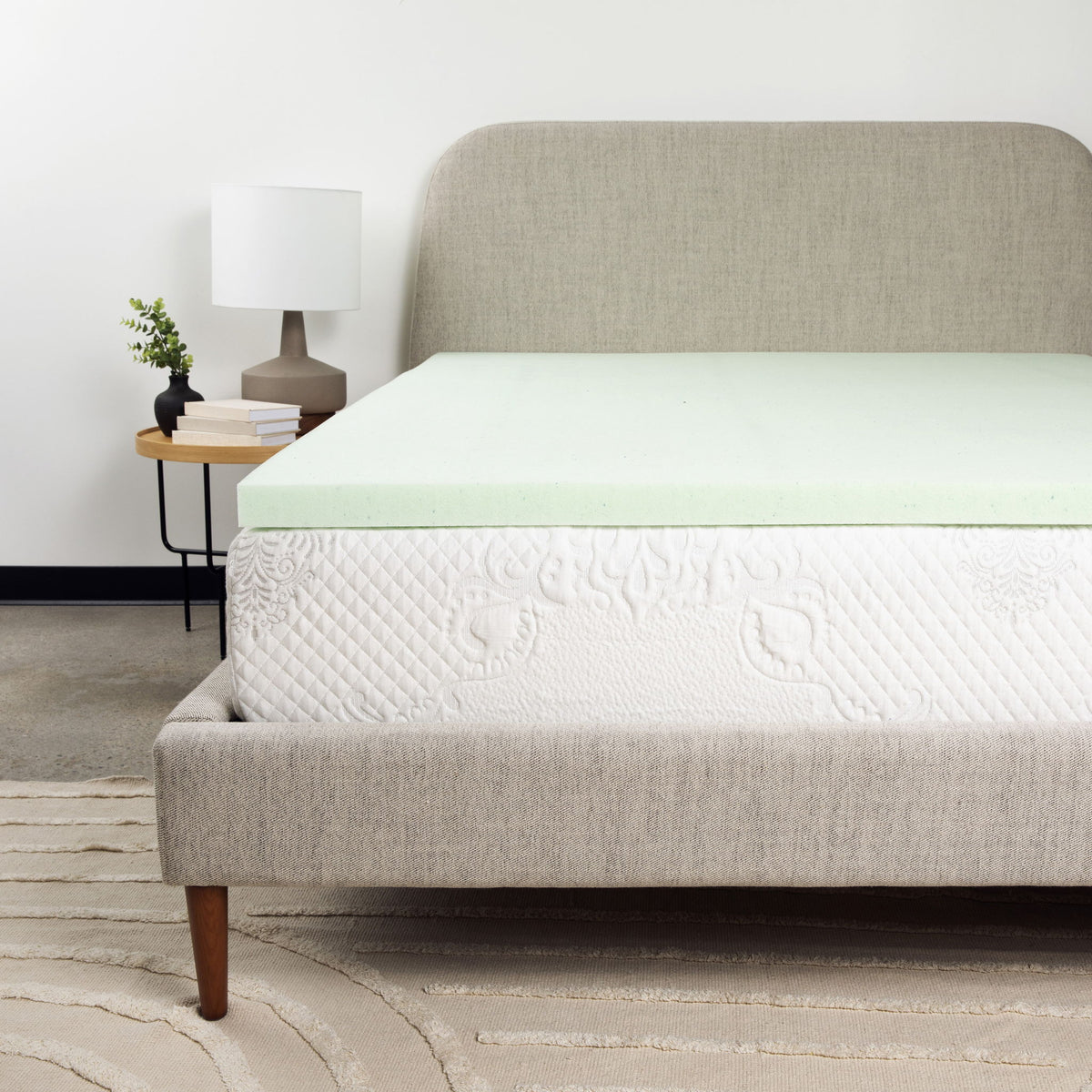 Remedy Sleep - 2" Short Queen Cool Gel Memory Foam Mattress Topper - Green