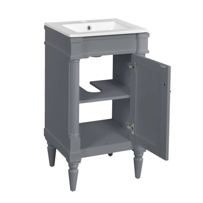 Bathroom Vanity With Sink, Storage Cabinet With Door, Drop In Sink, Compact Freestanding Design