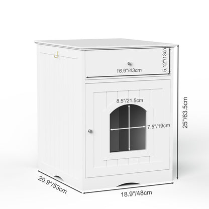 Pet House Cat Litter Box Enclosure With Drawer, Side Table