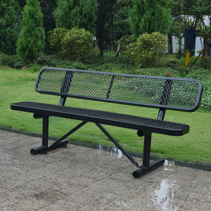 6' Outdoor Steel Bench With Backrest