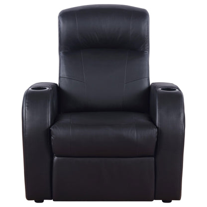 Franky - 7 Piece Seater Home Theater Set, Reclining Chairs & Storage Consoles - Black