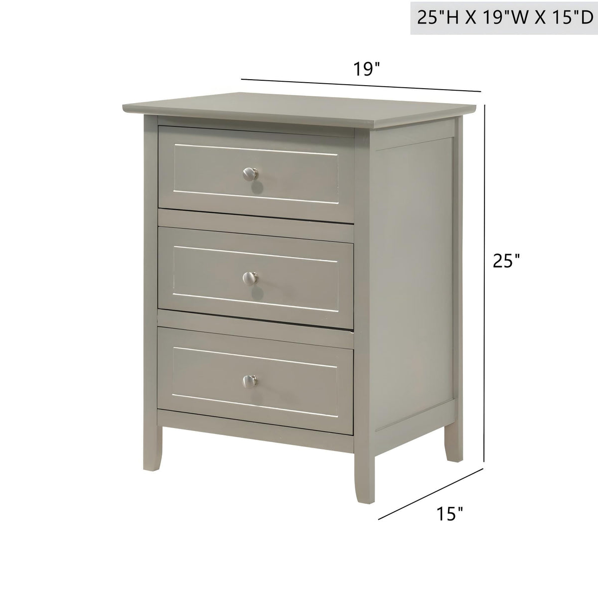 Dove Tailed Drawers 3 Drawer Nightstand