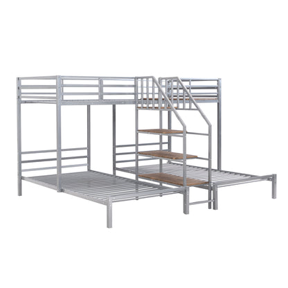 Metal Bunk Bed With Storage Shelves Staircase