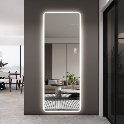 LED Full Length Mirror With Frosted Edge Lighting, 3 Color Temperatures