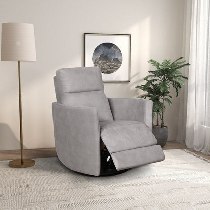 Lawson - Swivel Glider Suede Recliner Chair - Gray