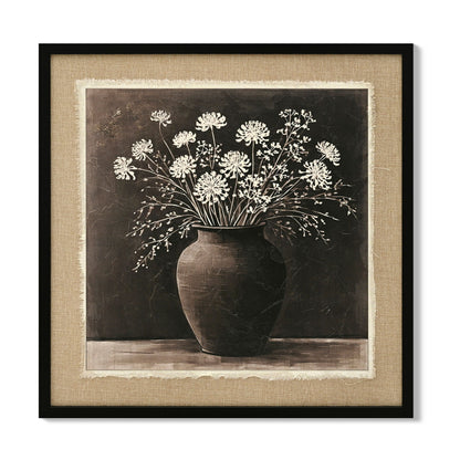 Artistic Path Abstract Flower Bouquet Wall Art - Ancient White