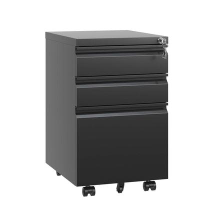 Metal Drawer Mobile File Cabinet With Lock For Home Office Organizer