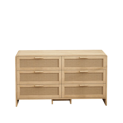 Modern Arc Shaped Corner Rattan Cabinet With 6 Drawers