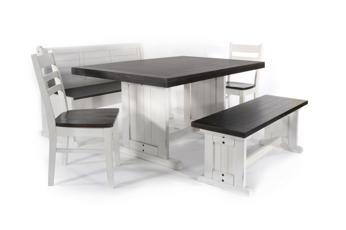 Carriage House - Wood Breakfast Nook Dining Set - Cottage White / Europen Dark
