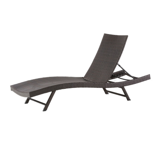 Kauai - Modern Style Pe Wicker Chaise Lounge - Brown Multi