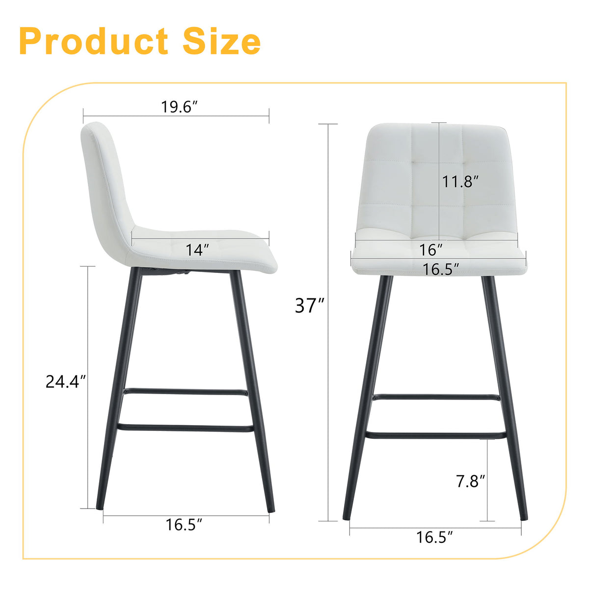 Bar Chair Set Comfortable With Metal Legs And Ergonomic Design