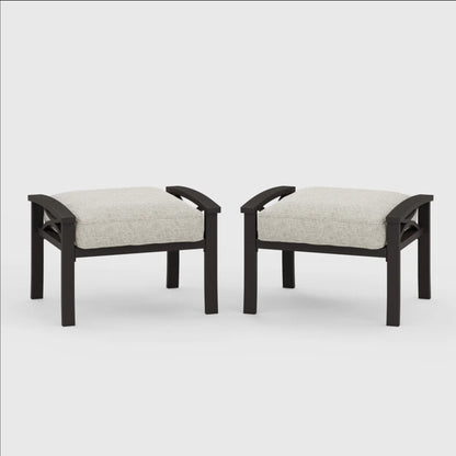 Modern All-Weather Ottomans With Cushions (Set of 2)