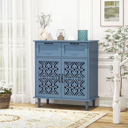 2 Door 2 Drawer Cabinet, American Furniture, Suitable For Bedroom, Living Room, Study - Blue