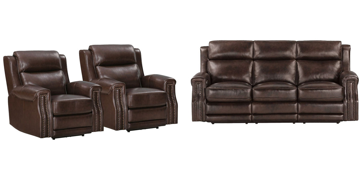 Hensley - Leather Power Reclining Sofa And 2 Recliners - Smooth Espresso