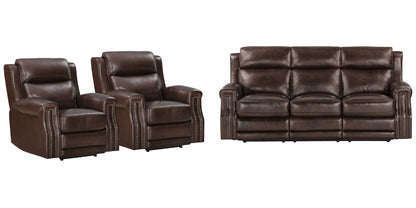 Hensley - Leather Power Reclining Sofa And 2 Recliners - Smooth Espresso