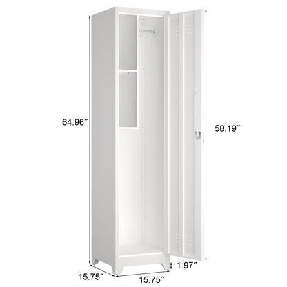 Broom Storage Cabinet Narrow Slim With Hooks And Shelves, Heavy-Duty