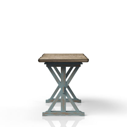 X Based Counter Height Dining Table - Aqua Blue