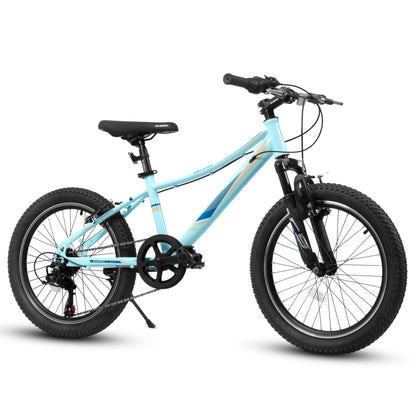 S20101 20" Kids' Bike, Boys Girls Mountain Bike Ages 8-12, 7 Speed Teenager Children Kids' Bicycles, Front Suspension Disc Brake Rear V-Brake, High Steel Frame