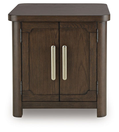 Breckington - Rectangular 2-door End Table - Dark Brown
