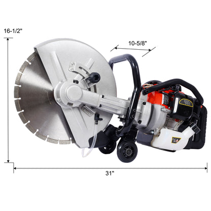 Industrial 52Cc 2 Stroke Gas Powered Concrete Cut Off Saw With Blade Steel - Red