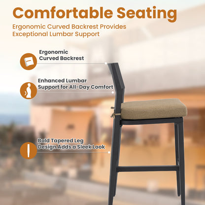 Modern Outdoor Bar Stools With Backrest And Footrest (Set of 2)