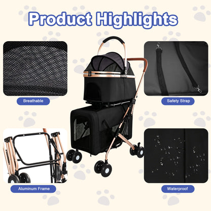 Double Pet Stroller For Dogs And Cats