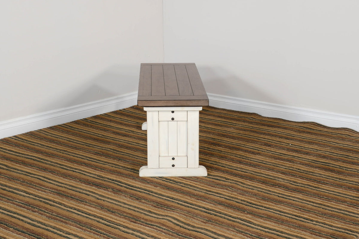 Pasadena - Wood Side Bench - Buckskin / Marble White