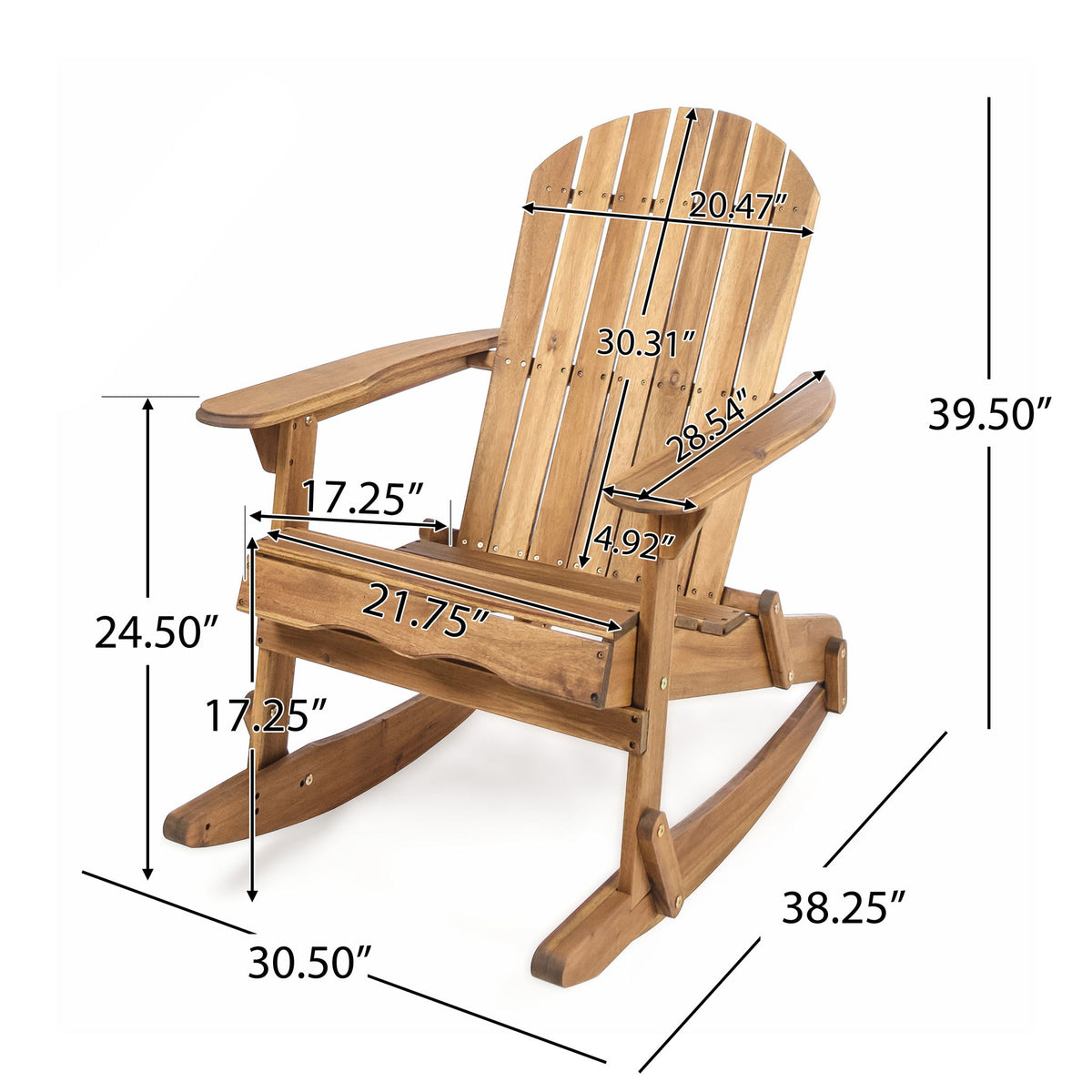 Outdoor Adirondack Rocking Chair With Hand Crafted Details