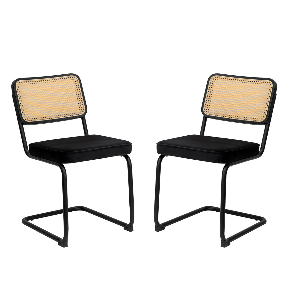 Rattan Side Accent Dining Chairs With Painted Legs (Set of 2)