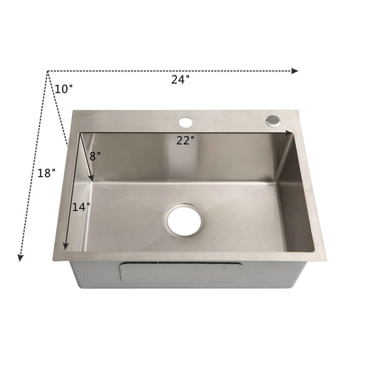 24" Stainless Steel Washing Sink With Faucet Hoses And Drain Head Only (Update) - Silver