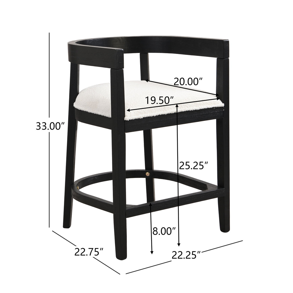 Modern Rubberwood Counter Stool Set With Upholstered Seats