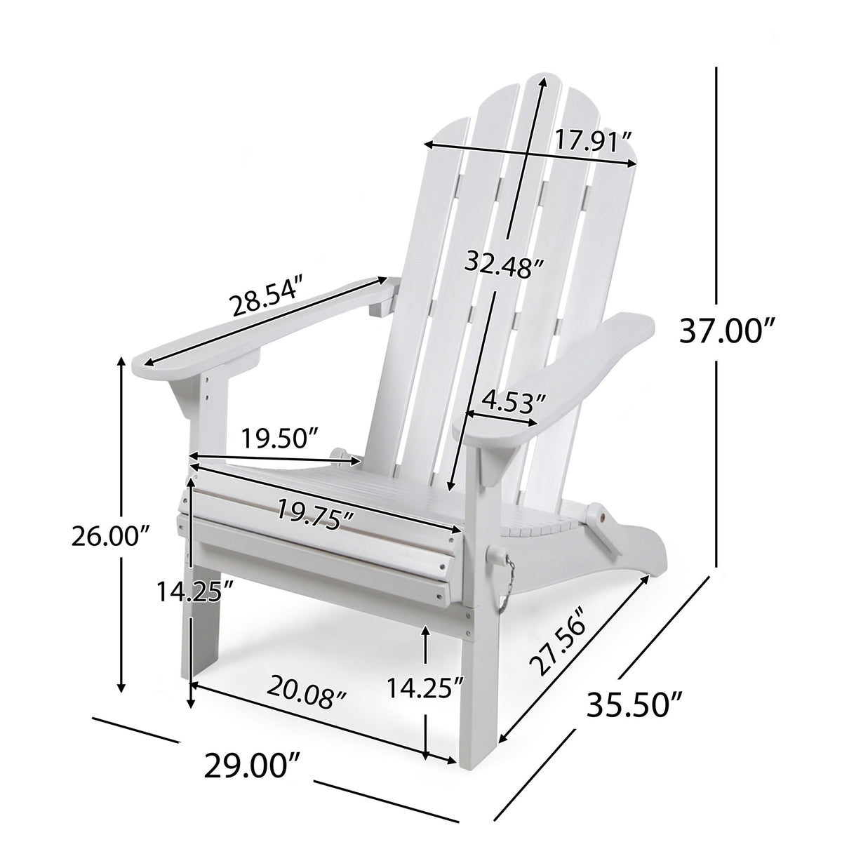 Aurascape - Outdoor Acacia Wood Foldable Adirondack Chair