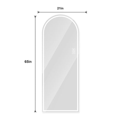 Arch Design LED Full Length Mirror, Dimmable, High Definition, Explosion Proof, 65" X 21" - Silver