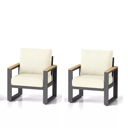 All-Weather Patio Armchairs With Thick Cushions (Set of 2)