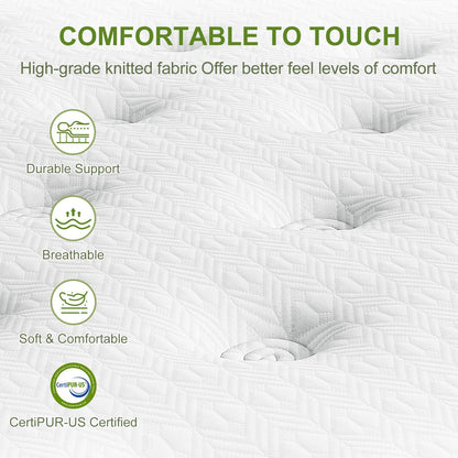 14" Hybrid Mattress With Gel Memory Foam And Pocket Springs