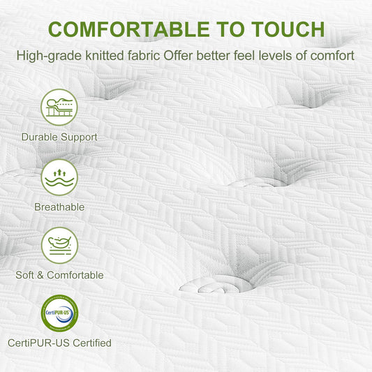 12" Hybrid Mattress With Gel Memory Foam & Pocket Springs