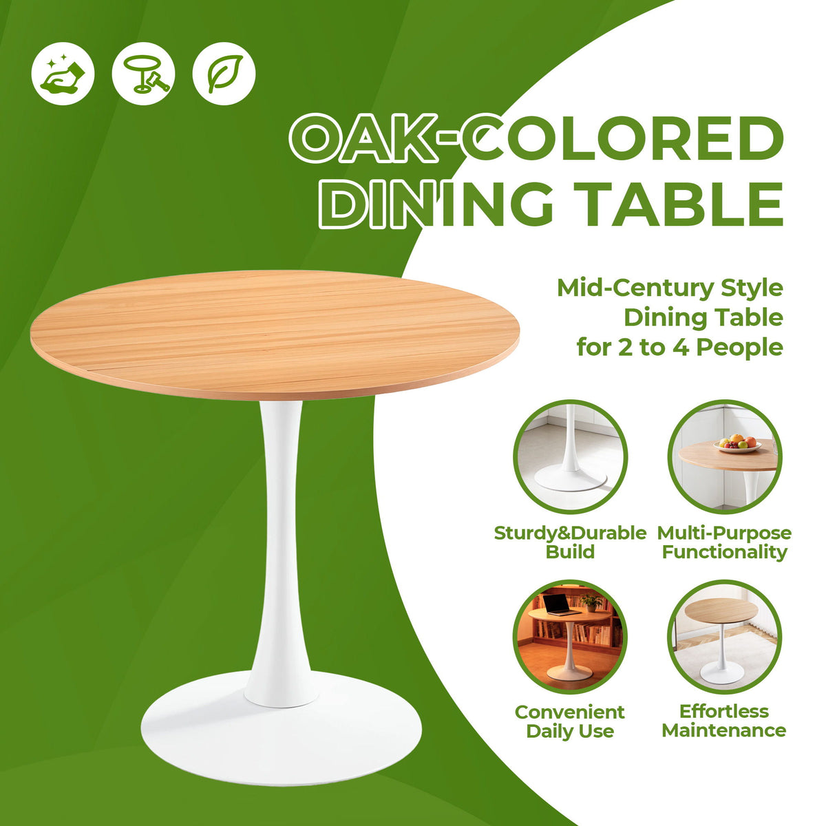 Mid-Century Tulip Table With Round Top, Pedestal Base